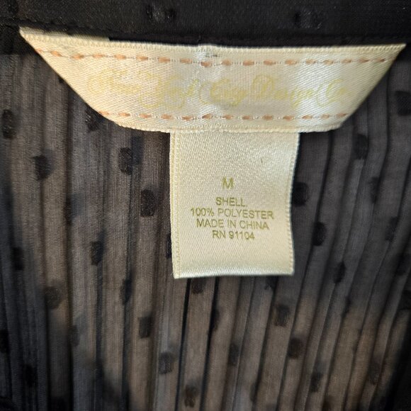 Vintage NEW YORK CITY D. Boho Y2K Black Sheer Pleated Ruffle Shirt Top Size M. - Picture 12 of 16